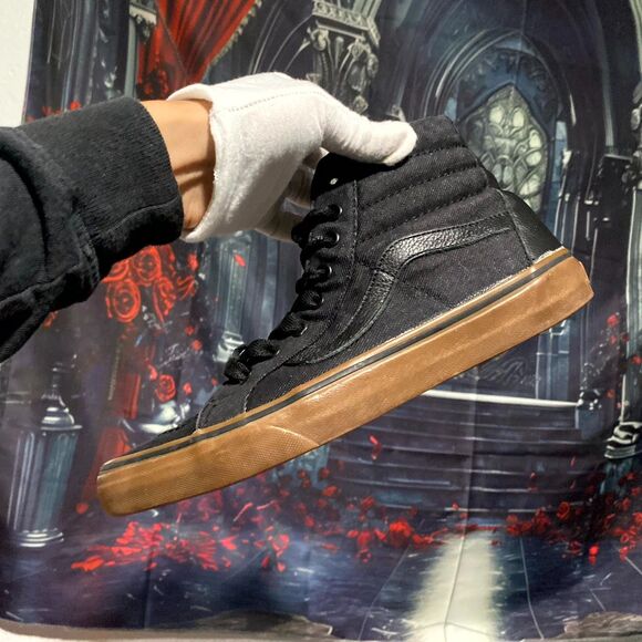 Vans Sk8-Hi Reissue Unisex M9.5/W11 Black Canvas Athletic Skate Sneaker Shoes - Picture 4 of 6